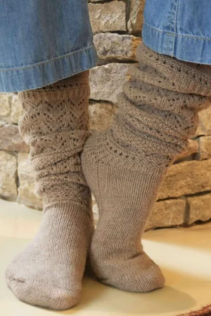 Pointelle Knit Slouch Socks Camel /30=